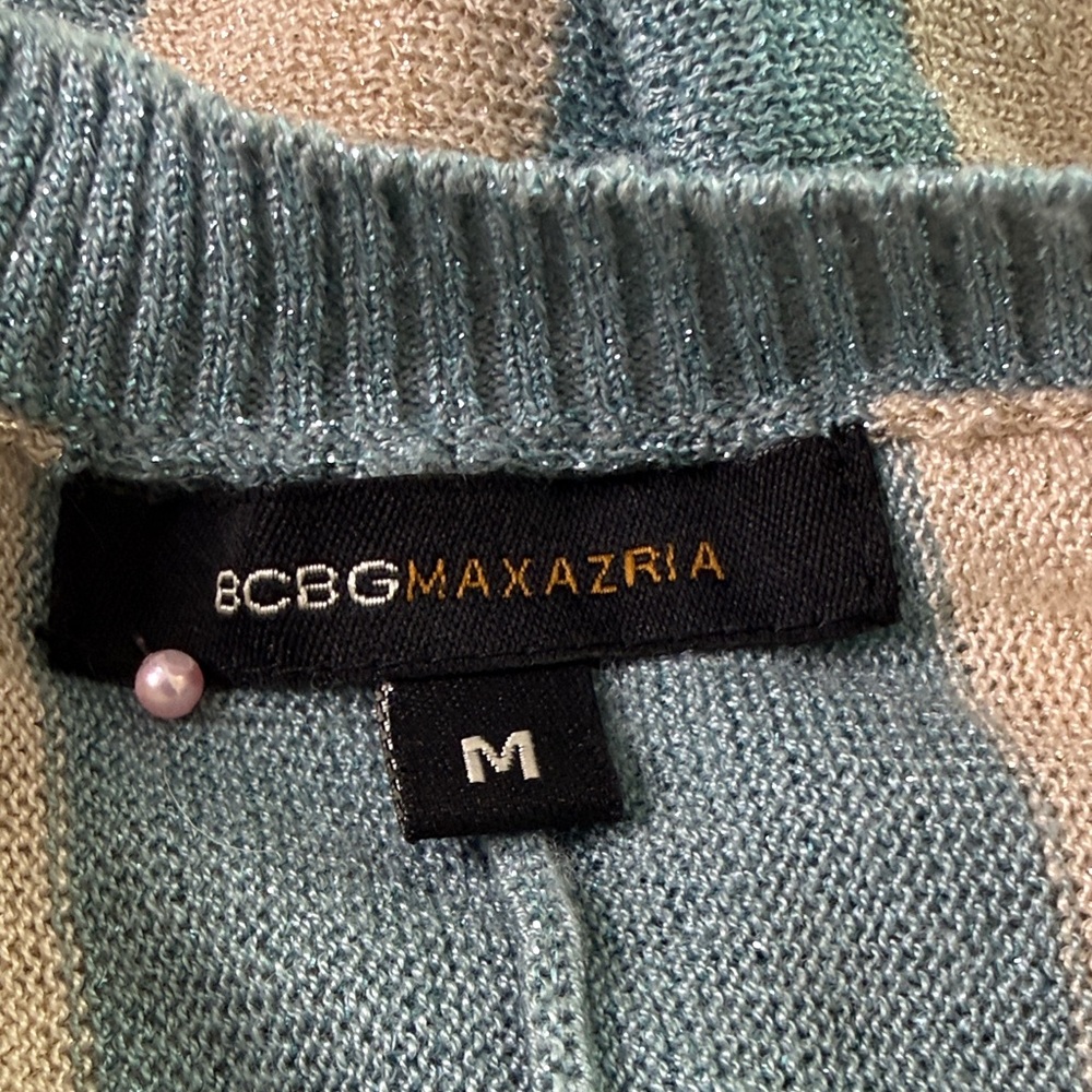Vintage BCBGMAXAZRIA Metallic Striped Faux-Wrap Knit – Size M - Picture 14 of 14